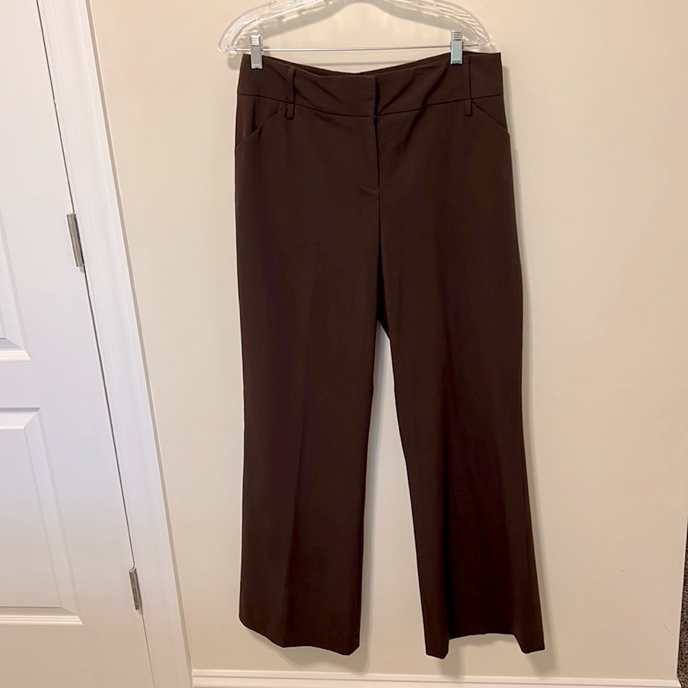 Rafaella Women’s Wide-Leg Dress Pants / Size 12 / Chocolate Brown / Stretchy